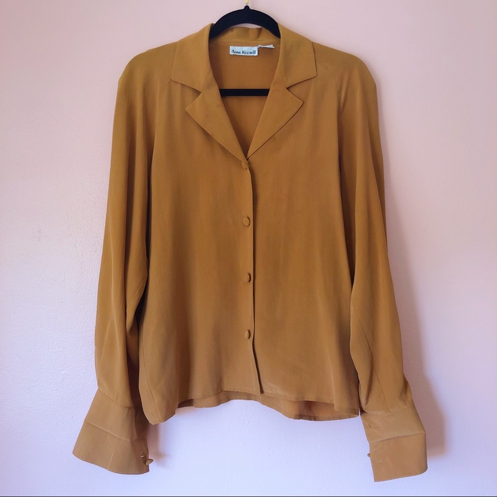 Vintage Cognac Silk Blouse - Picture 2 of 3